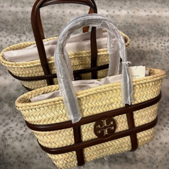 Tory Burch Ella Raffia Straw Basket Tote MSRP$395 Holiday Vacation Sensation ! - Picture 2 of 12